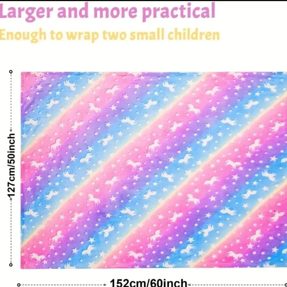 Unicorn glow in the dark throw blanket